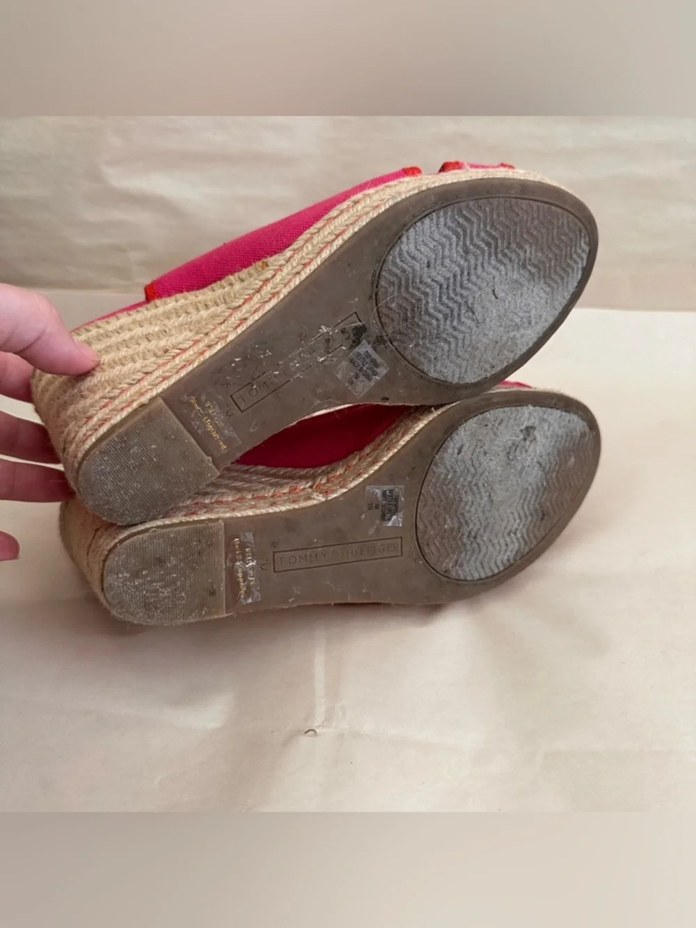 Pink Espadrille Wedge Slingback Platform Women 7M Tommy Hilfiger Y2K Resort Beac